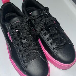 Puma Women's Black Sneakers with Pink Soles
